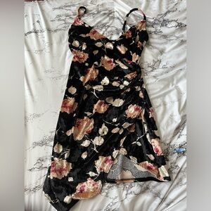 LIKE NEW! Velvet Floral Asymmetrical Dress